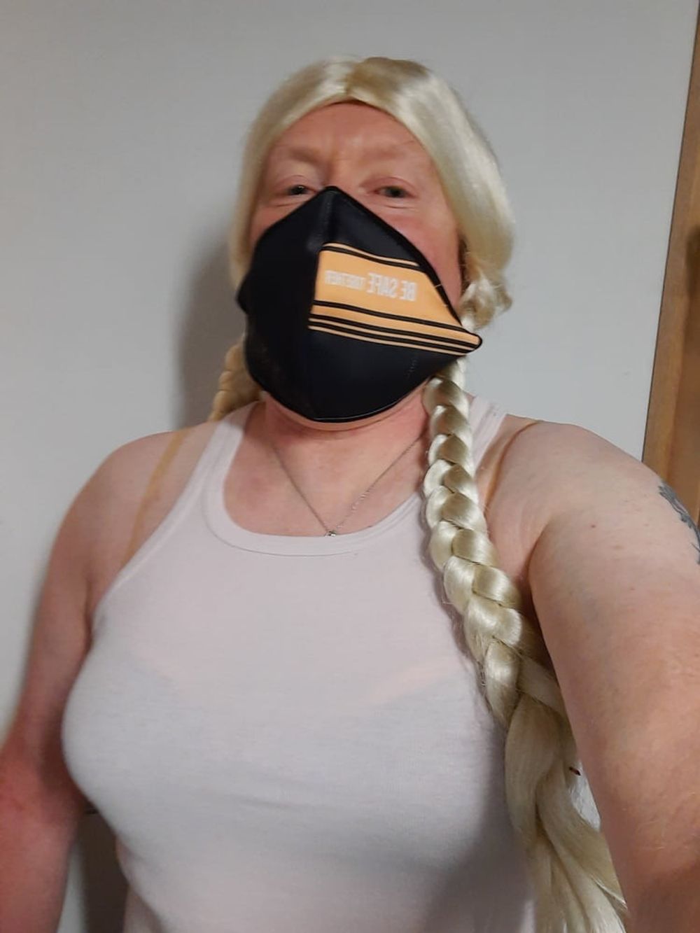 Ginger crossdresser wears bra #14