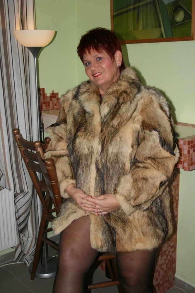 Posing in a brown fur jacket #21