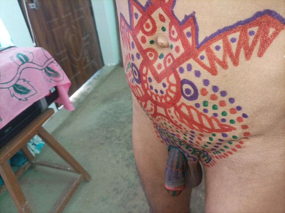 Sissy belly tattoo and coloured cock #8