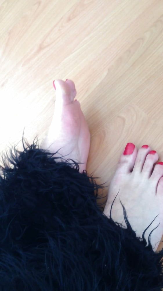 Red Nail Polish Feet #6