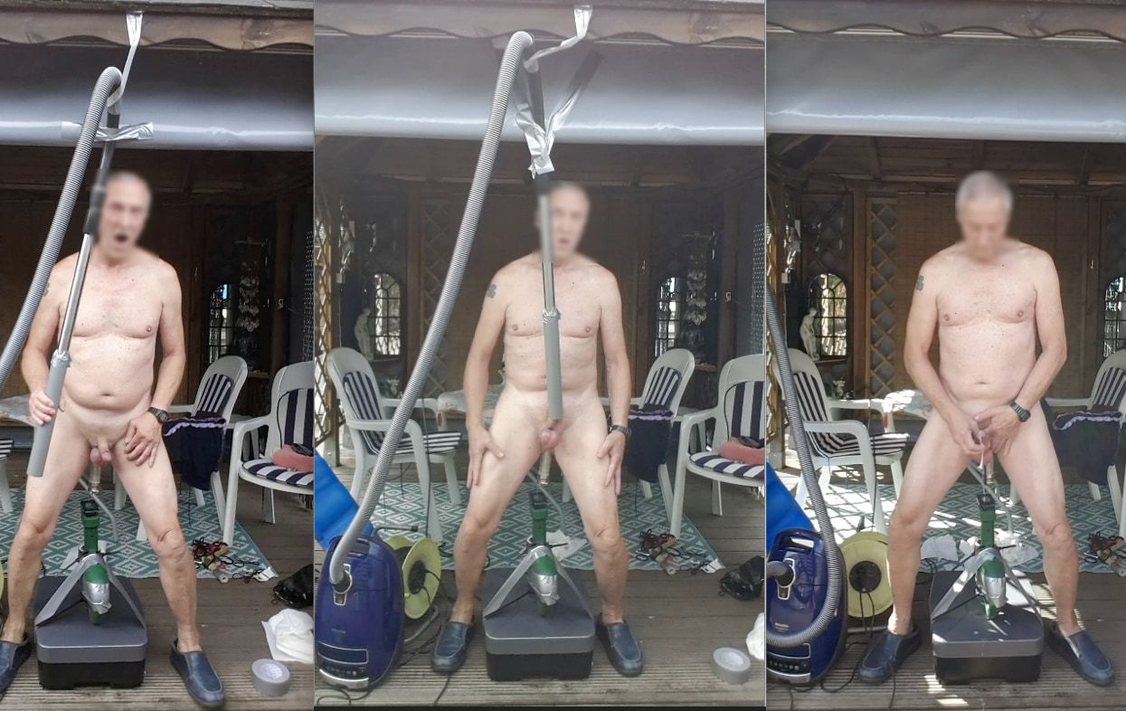 public outdoor exhibitionist vacuumcleaner sucking dildo cum #53
