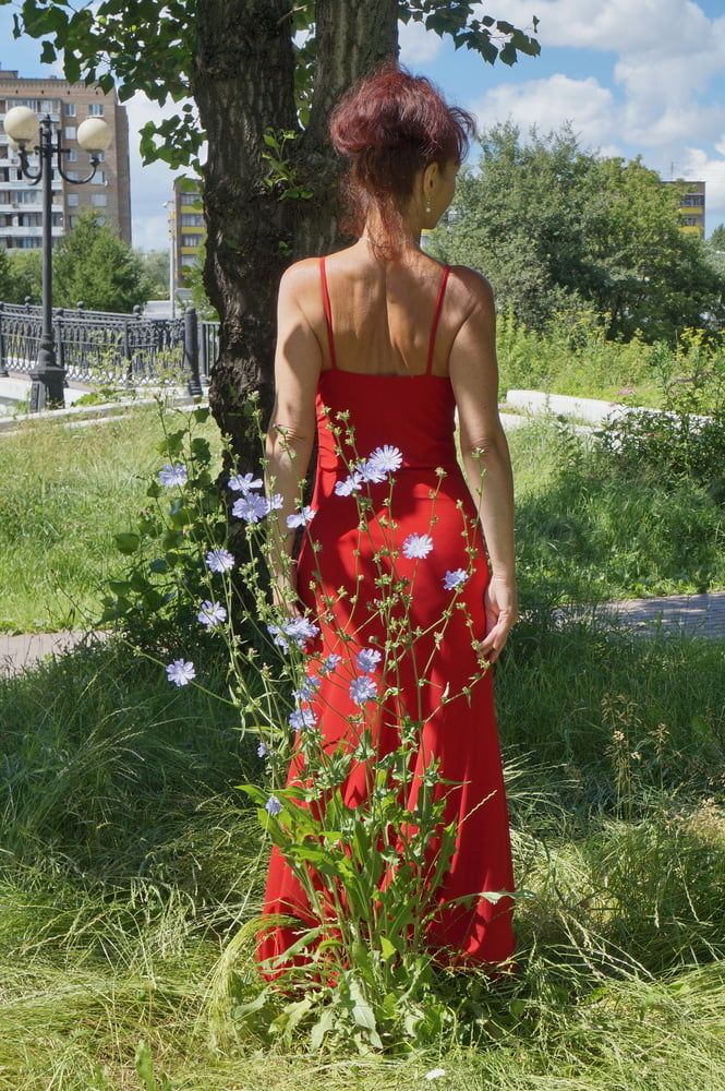 Red dress - green garden #16