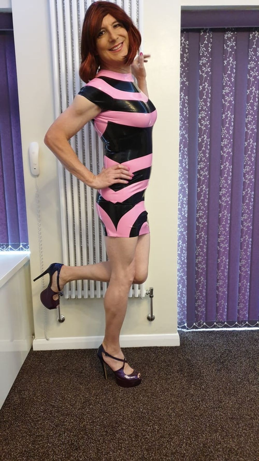 Sissy lucy in Latex and Chastity cage #9