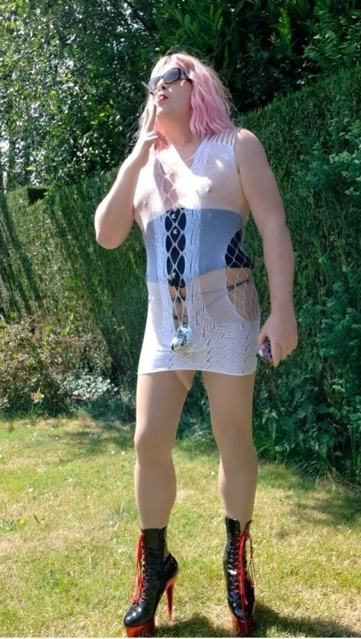 Smoking caged with natural tits #9
