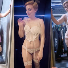 Vruća žena u bijelom Dessousu puši kurac