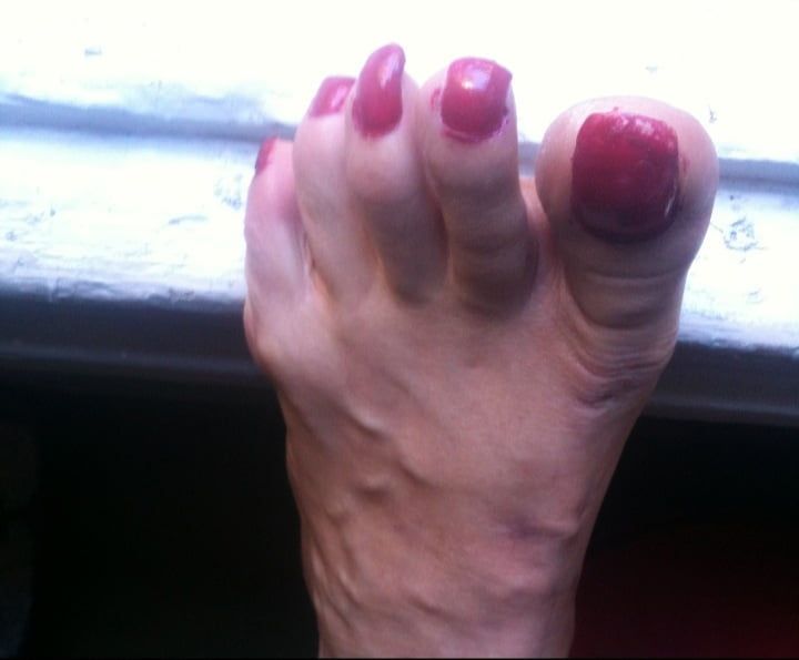 red toenails mix (older, dirty, toe ring, sandals mixed). #54