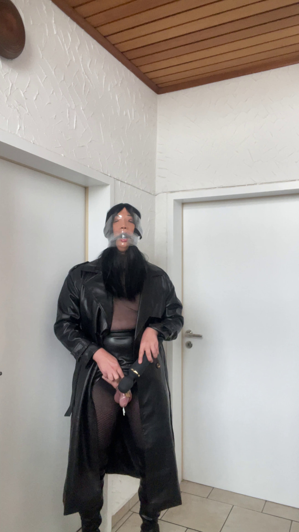 sissy gimp slave doll in leather and chastity #43