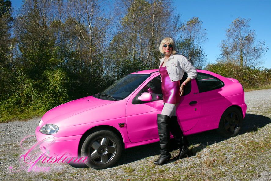 Slutty sissy in a photoshoot with her car... #21
