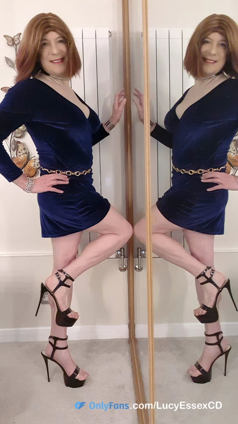 Blue cocktail dress for big tit tranny lucy #4