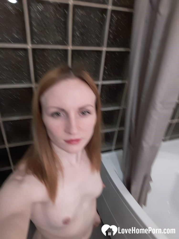 Skinny redhead with small tits in the mirror #26