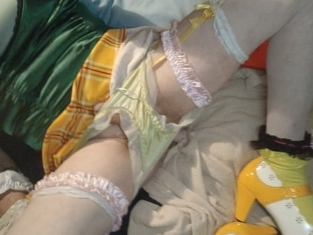 Panty play goes all out with toys and girly stuff 