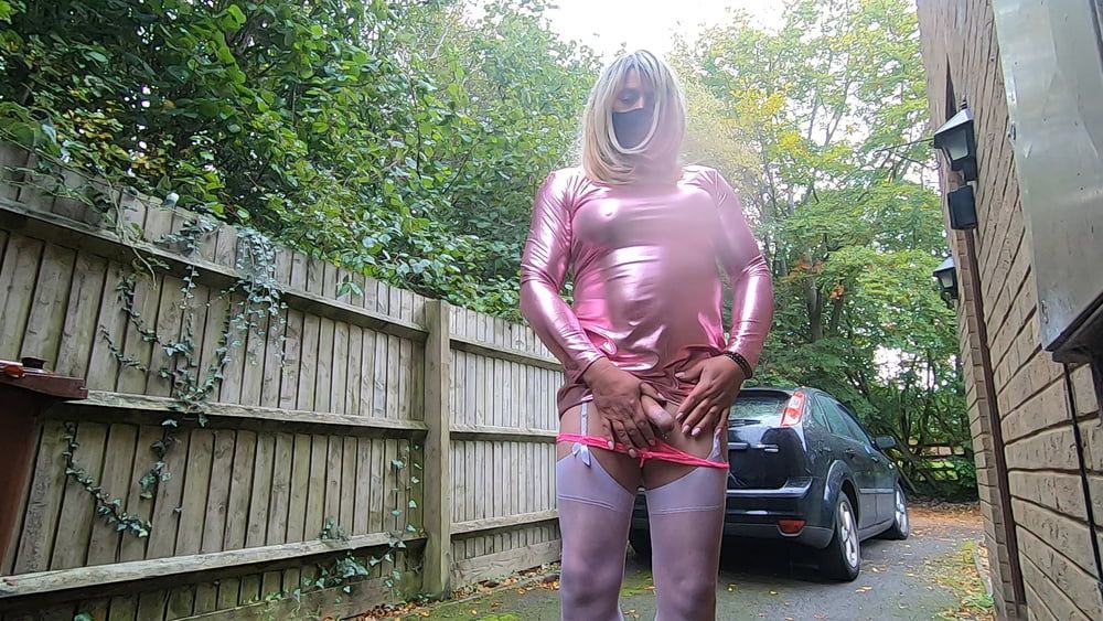 Amateur crossdresser Kelly cd in pink pvc dress  #21