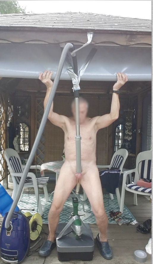 public outdoor exhibitionist vacuumcleaner sucking dildo cum #42