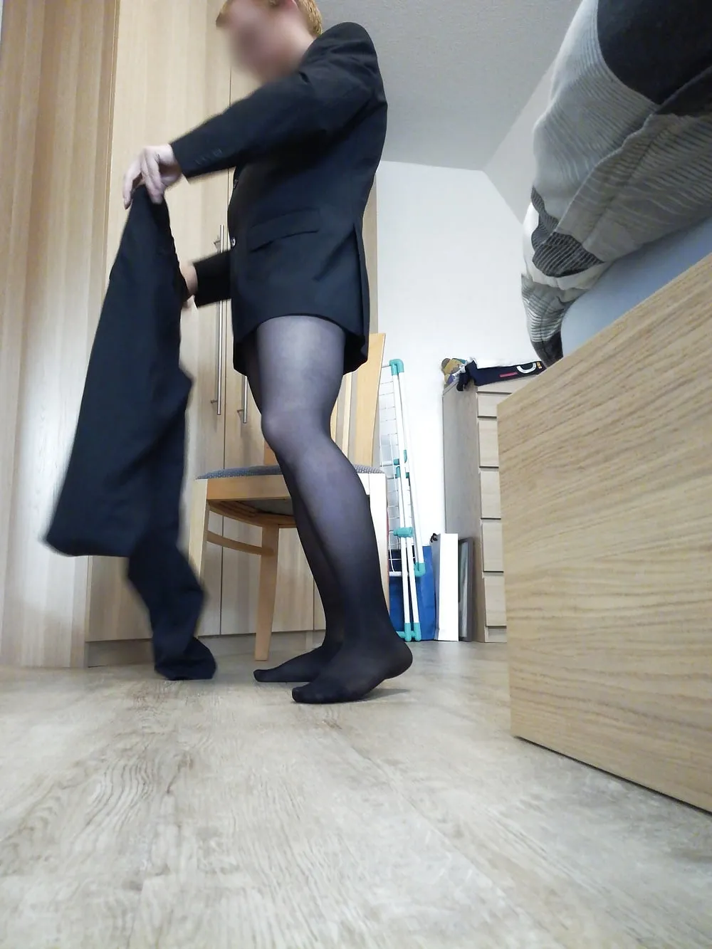 Wearing my black pantyhose again #42