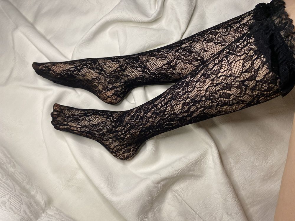 Black mesh knee socks #3