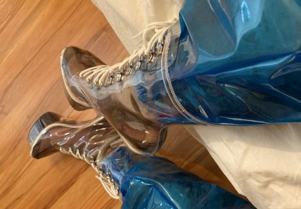 Blue Transparent PVC and Clear PVC Boots #17