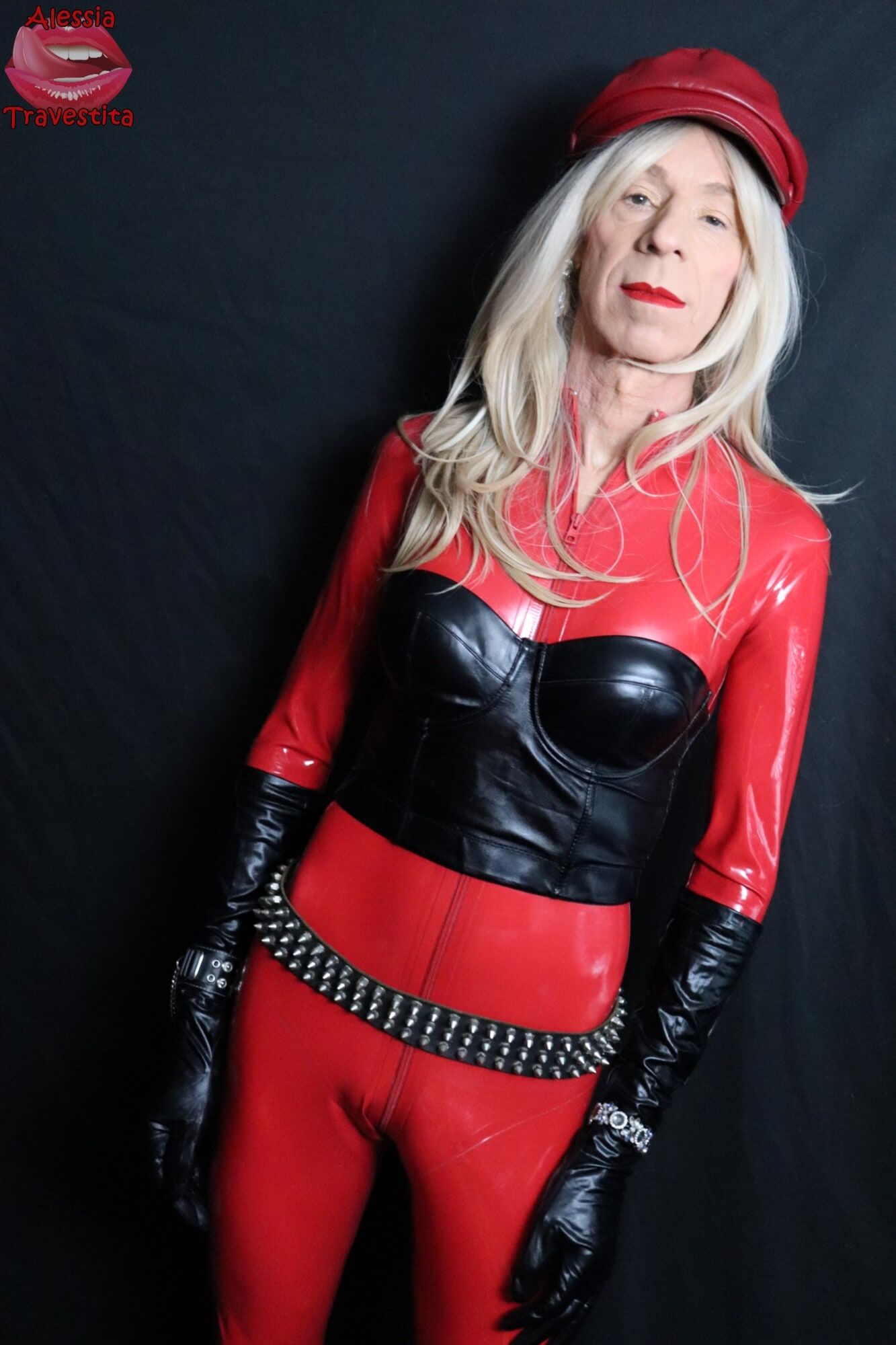136 Alessia Travestita - Red Latex Black Leather #24