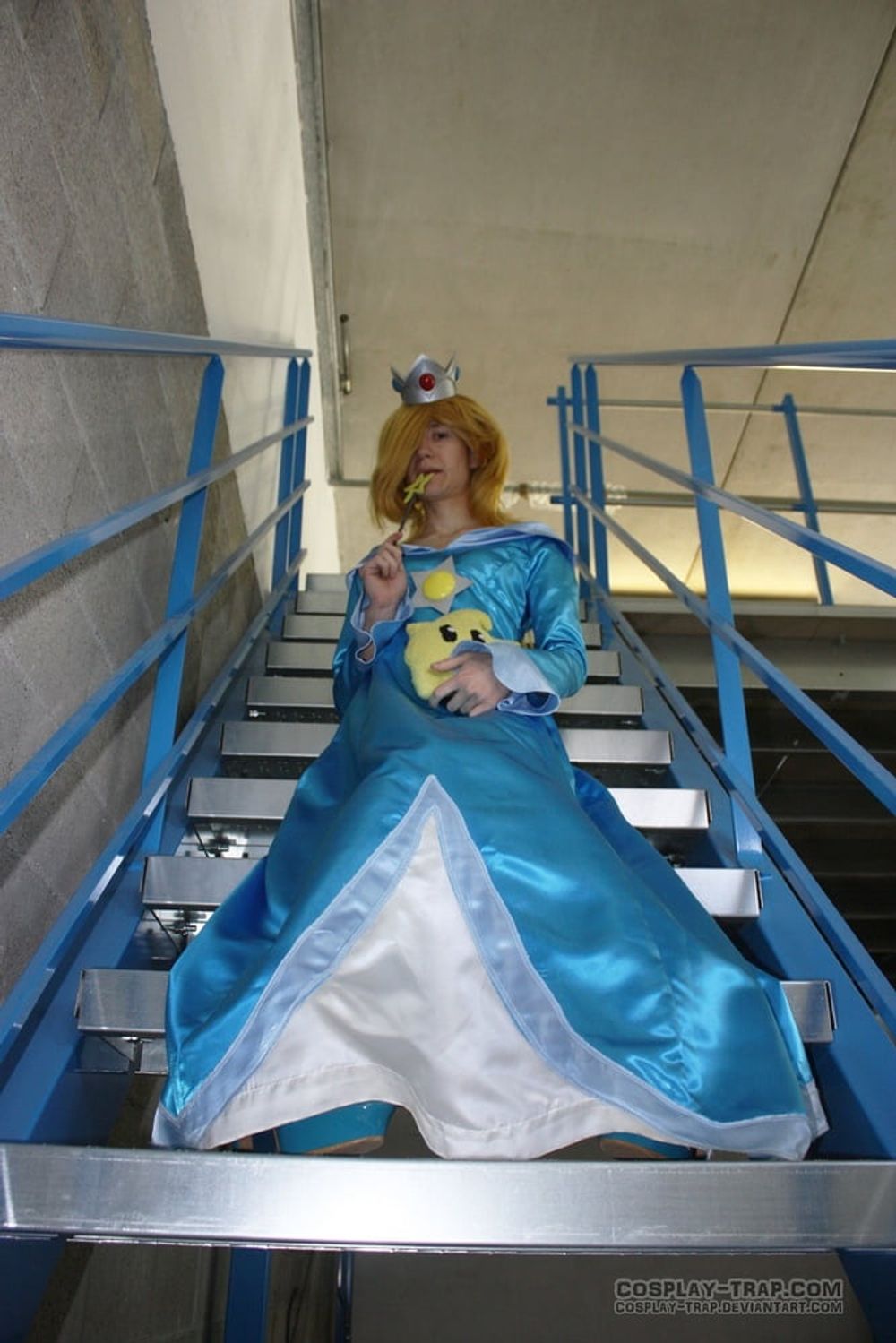 Crossdress cosplay Kinky Rosalina on the stairs