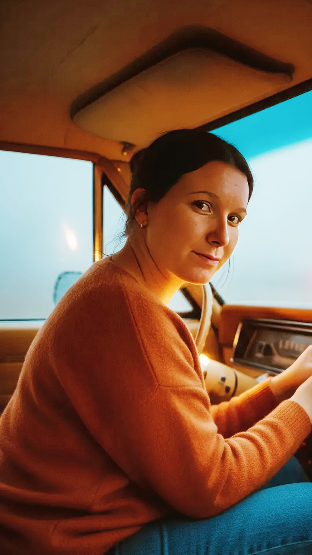 I posed in orange sweaters and nude for my 61f Arab mistress #10