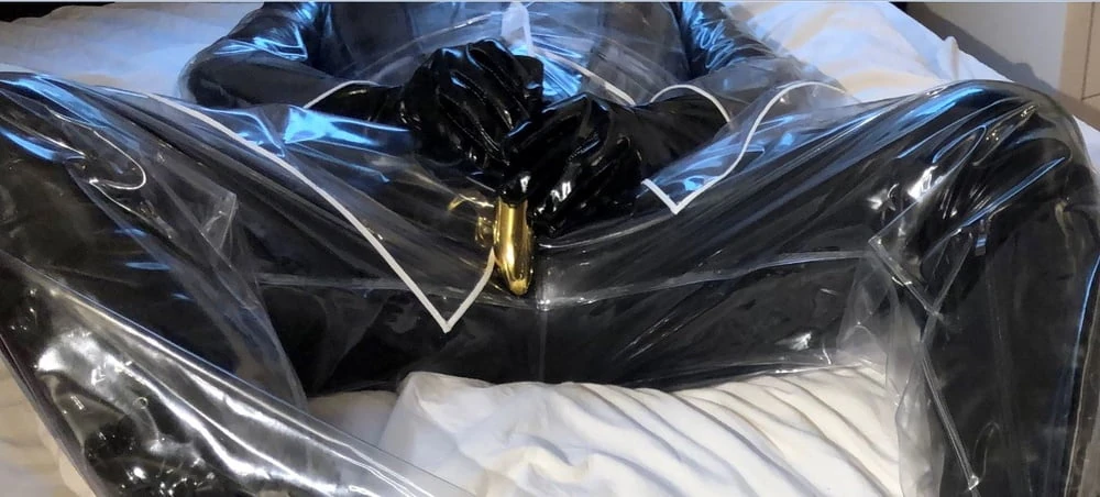 Transparent PVC Plastic Fetish Masturbation #9