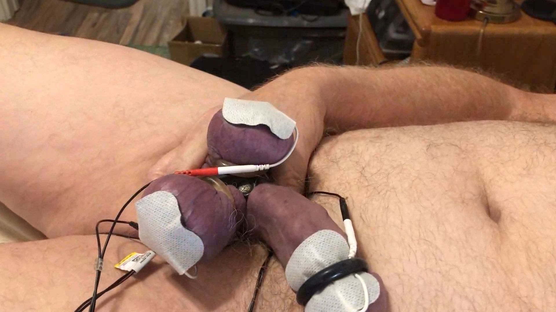 Cock twitches with estim pulse and precum flows as I slap an #51