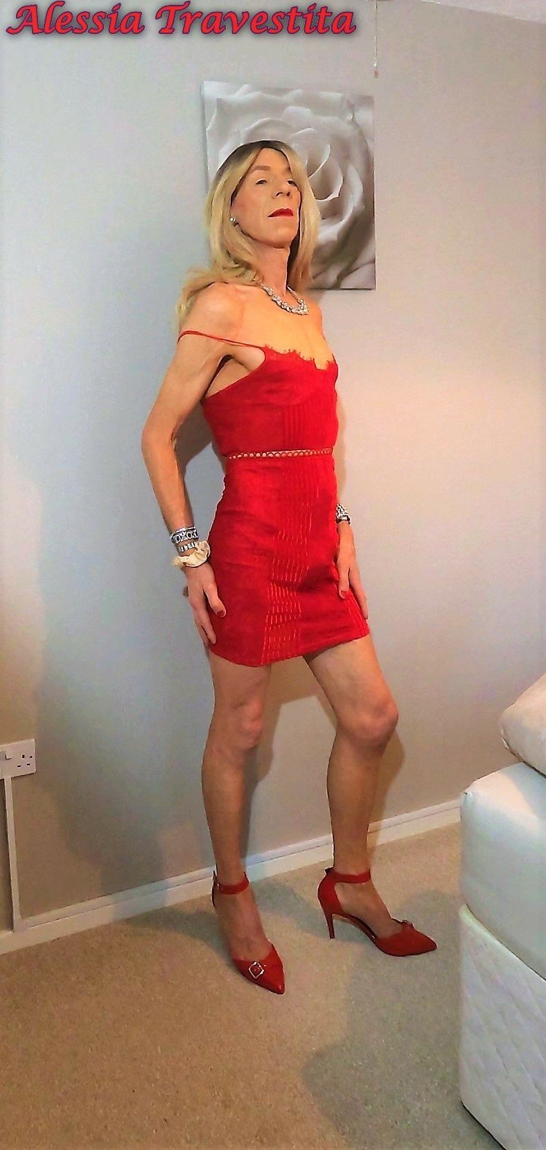 66 Alessia Travestita in Red Velvet Dress #24