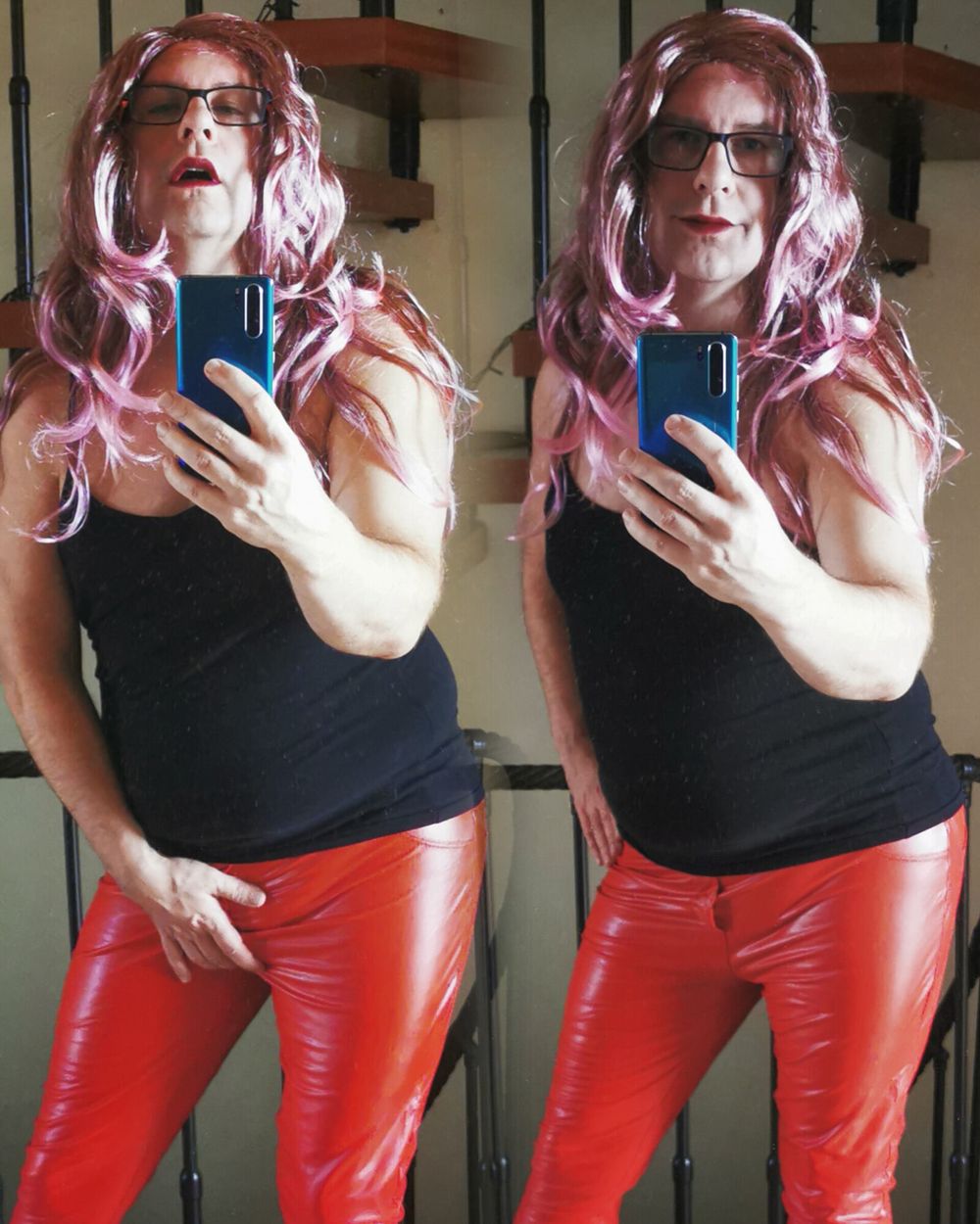 Red Leggings &amp; Sexy Patent Leather Sandals #23