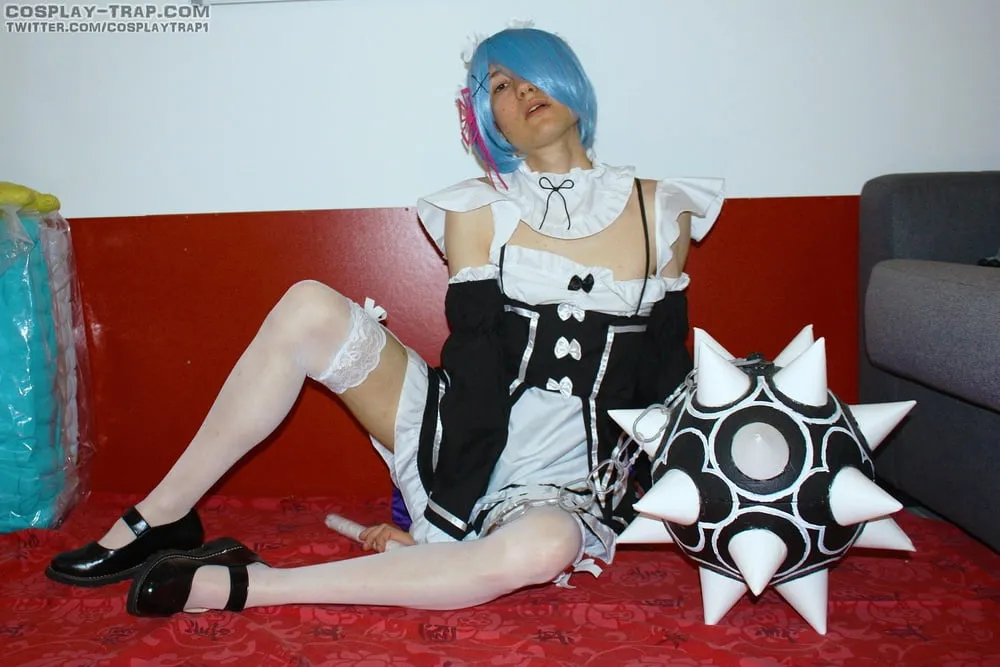  Crossdress cosplay Rem love anal and plugs #7