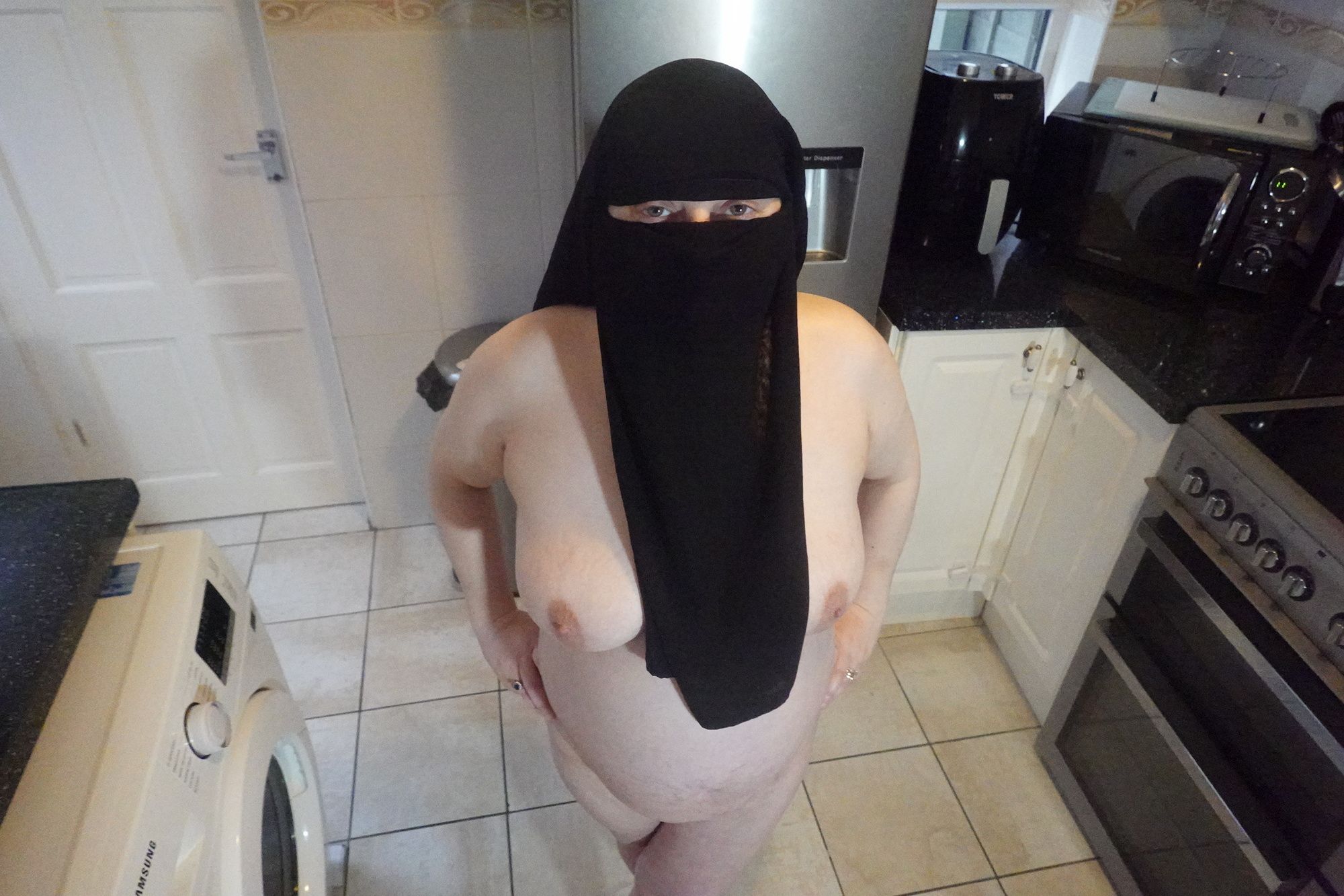 Posing fully nude in Niqab #34