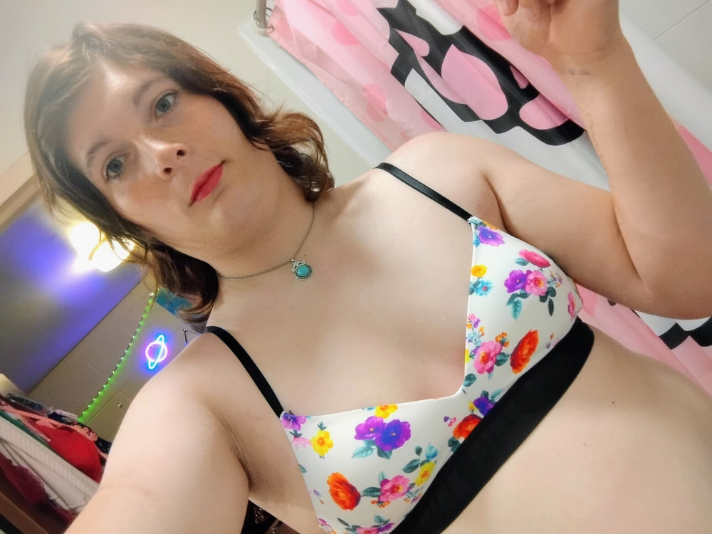  White Floral bra  #16