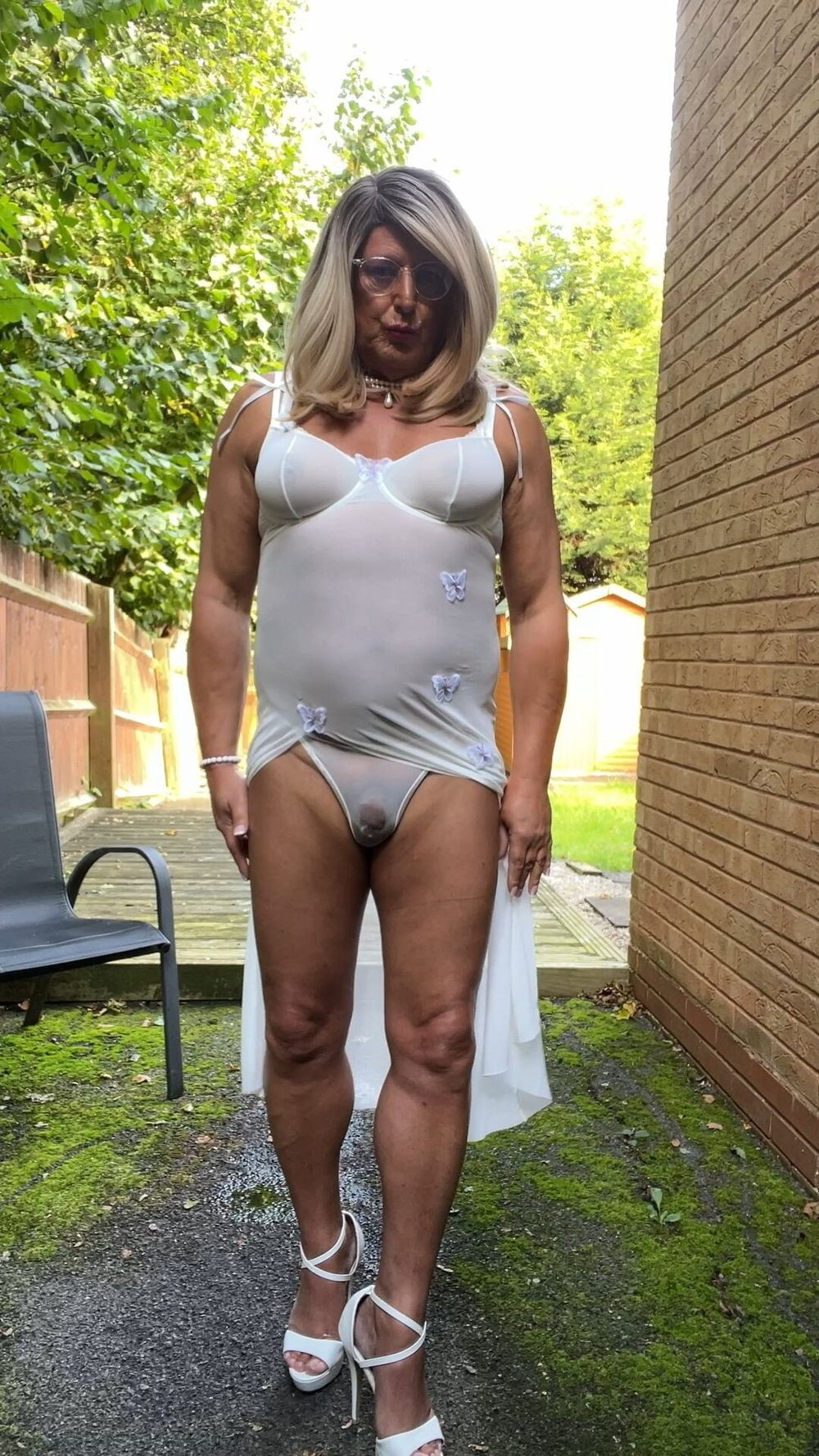 Crossdresser kellycd2022 in white dress and heels  #13