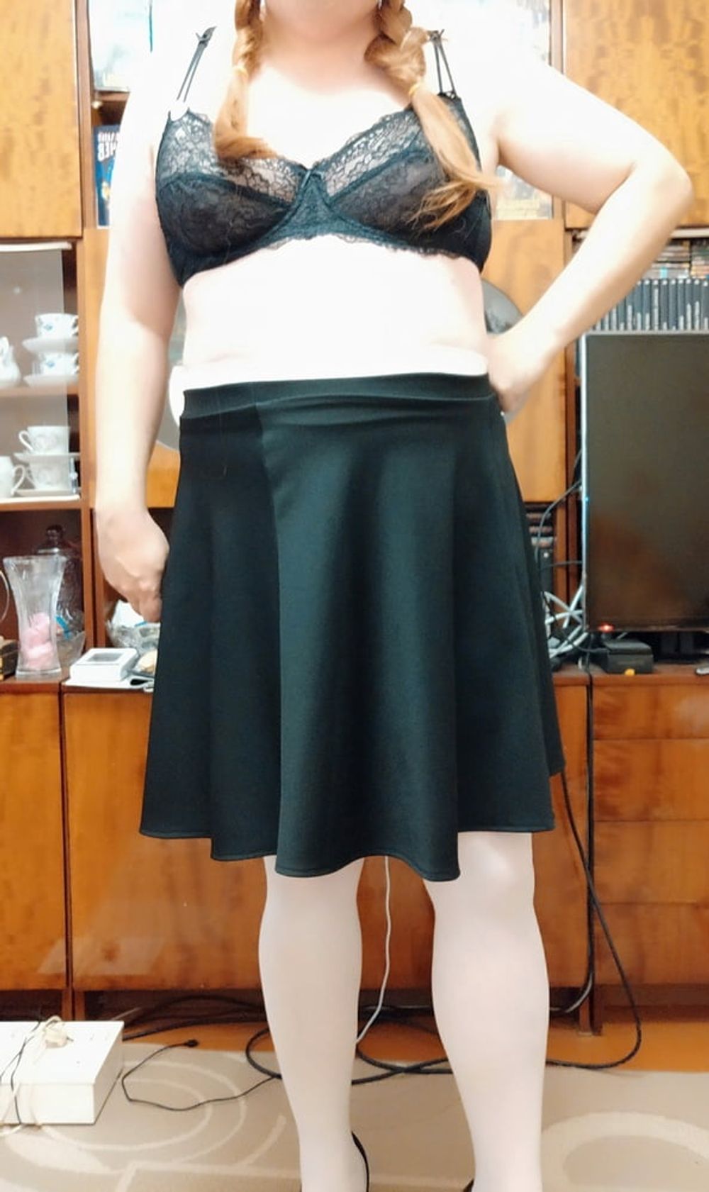 white tights &amp; black skirt #12