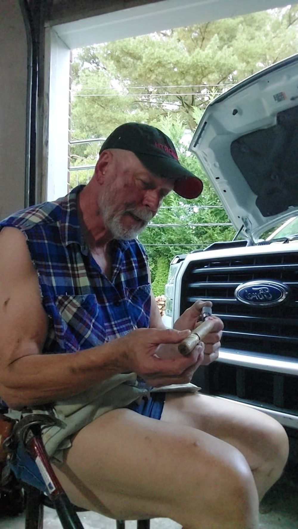 Garage mechanic smoking after work #6