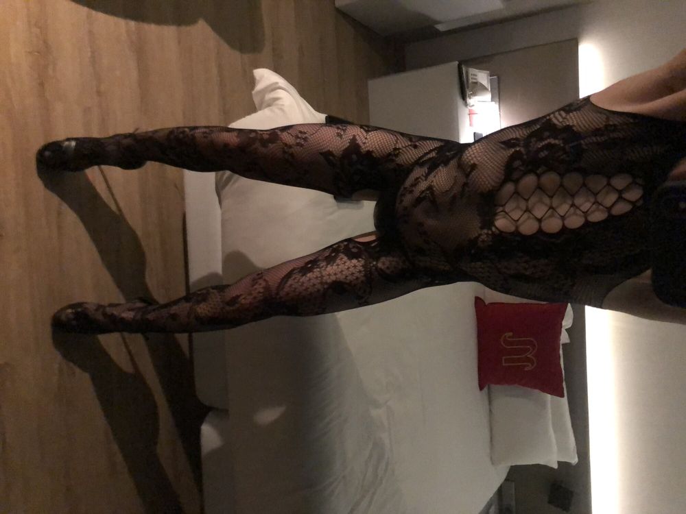 Sissy dressed in heels and fishnets #3