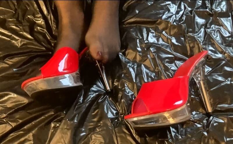 Red Mules and Nylon Feet #5