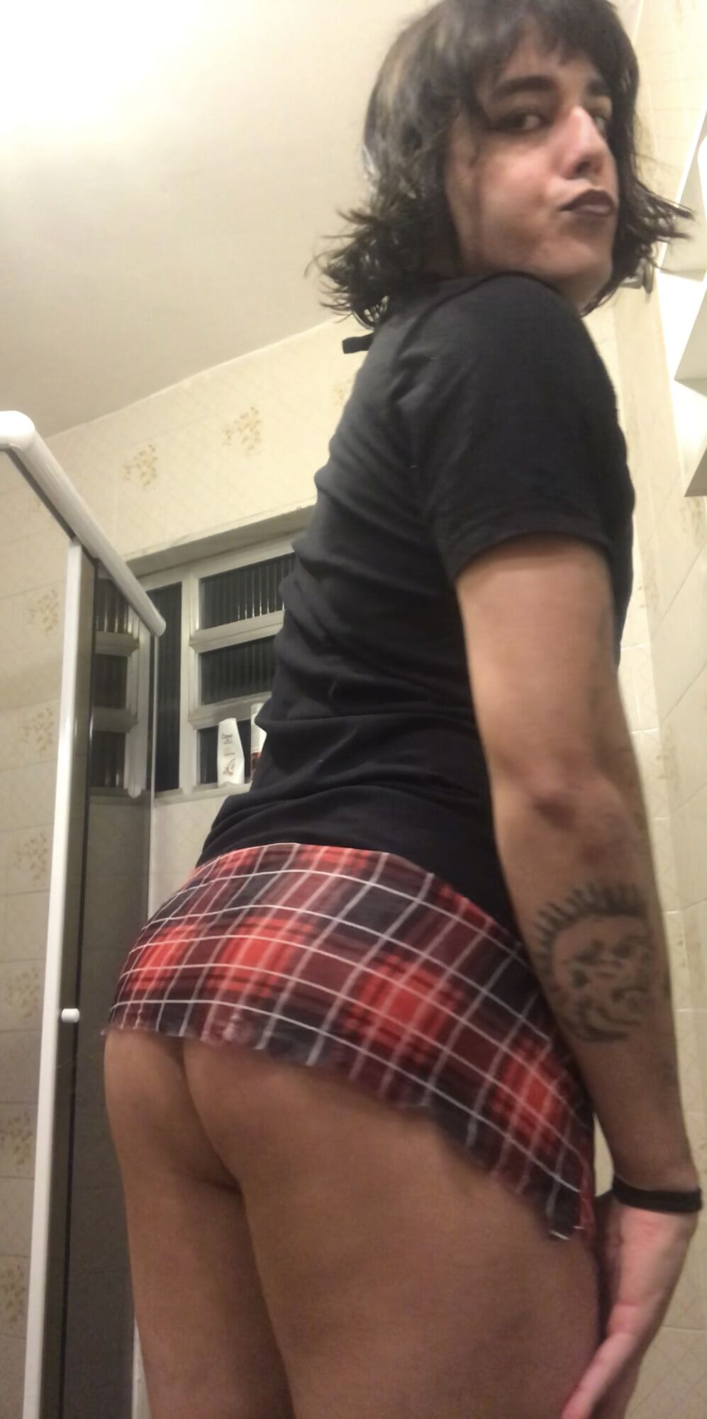 Shemale big ass brazilian punk tgirl latina plaid skirt #3