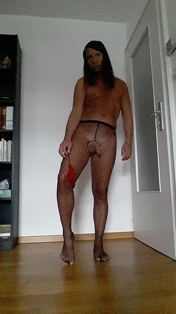 Tygra in open fishnet pantyhose. #10