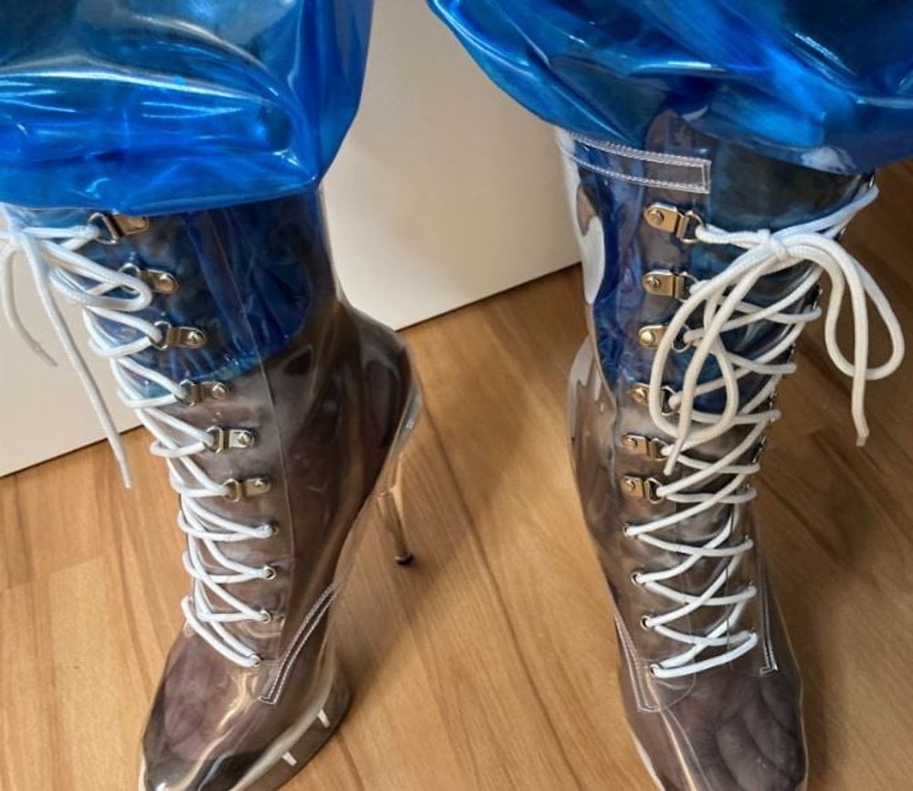 Blue Transparent PVC and Clear PVC Boots #5