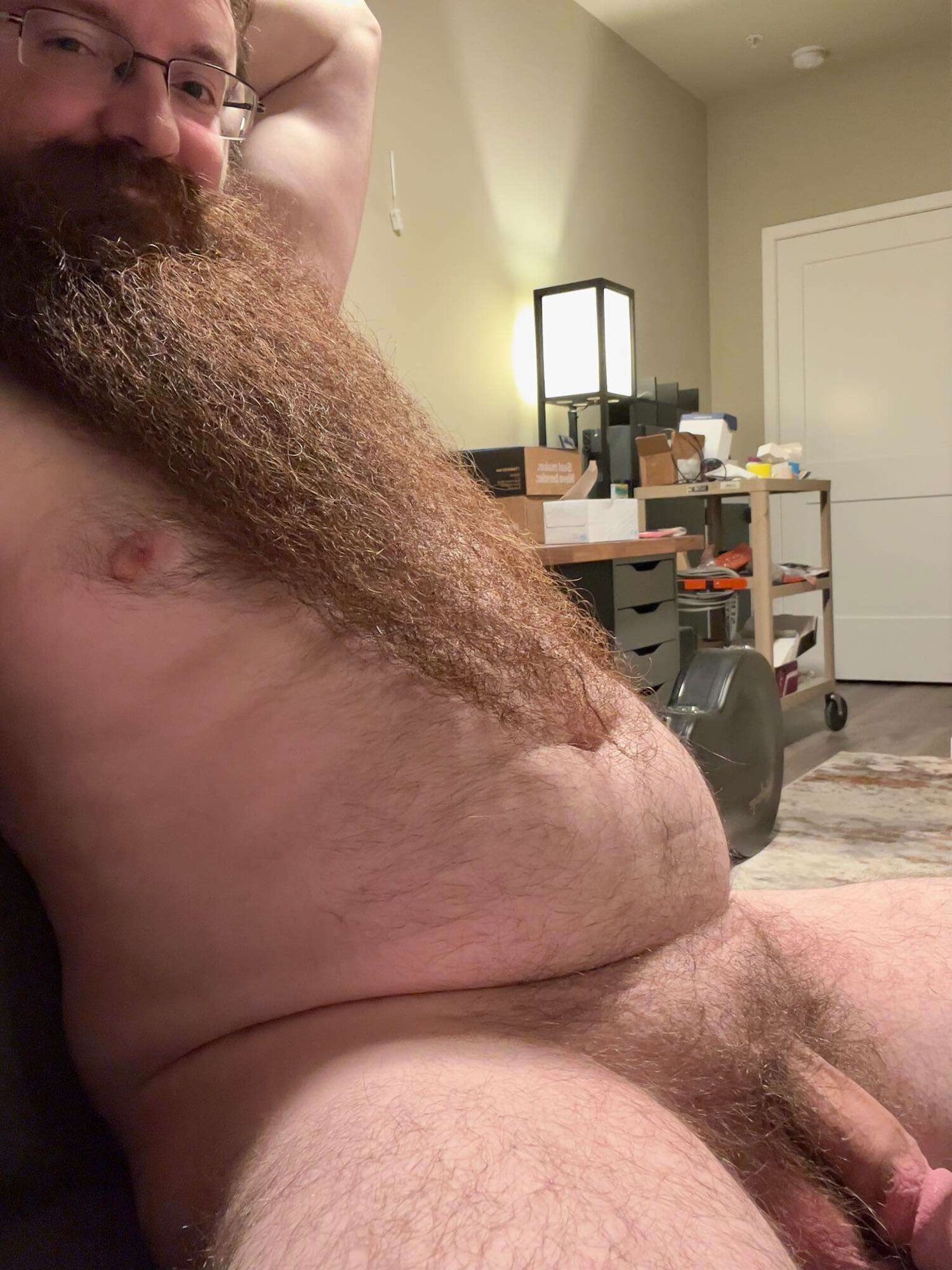 Gay Big Bearded Cub Hairy Chest and Cock Shots #2
