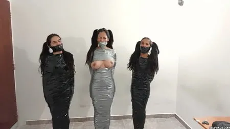 mummified milf and her two girls selfgags         