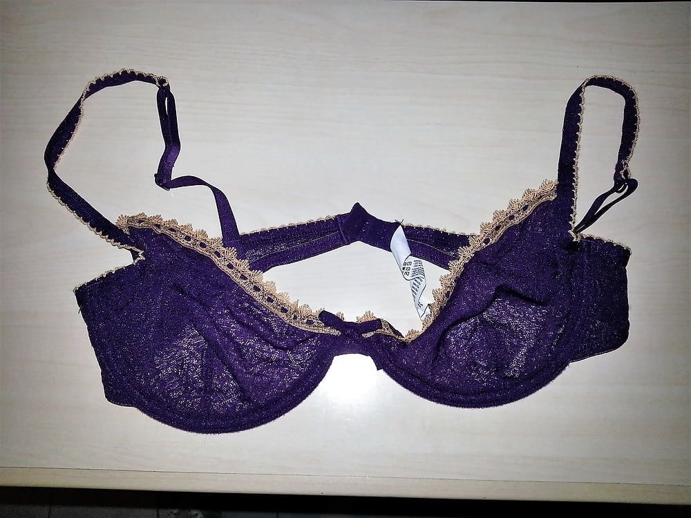 Cum on purple bra #7