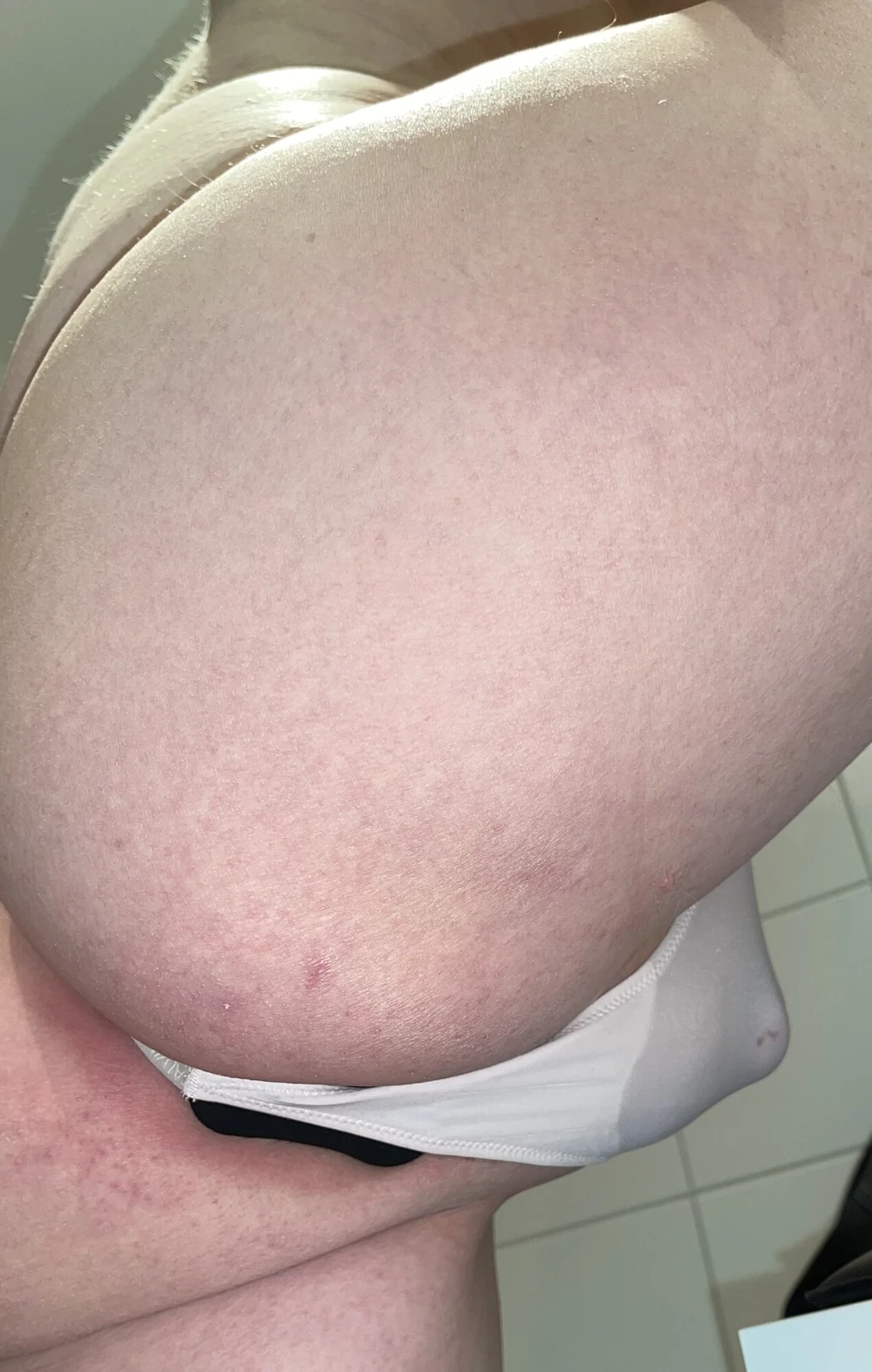 Tiny pink C.K thong and butt plug #33
