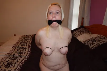 gagged slut with tits tied         