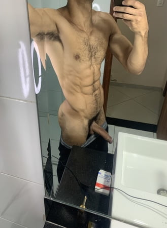 Hairy male with big, thick, delicious cock ready to cum in y