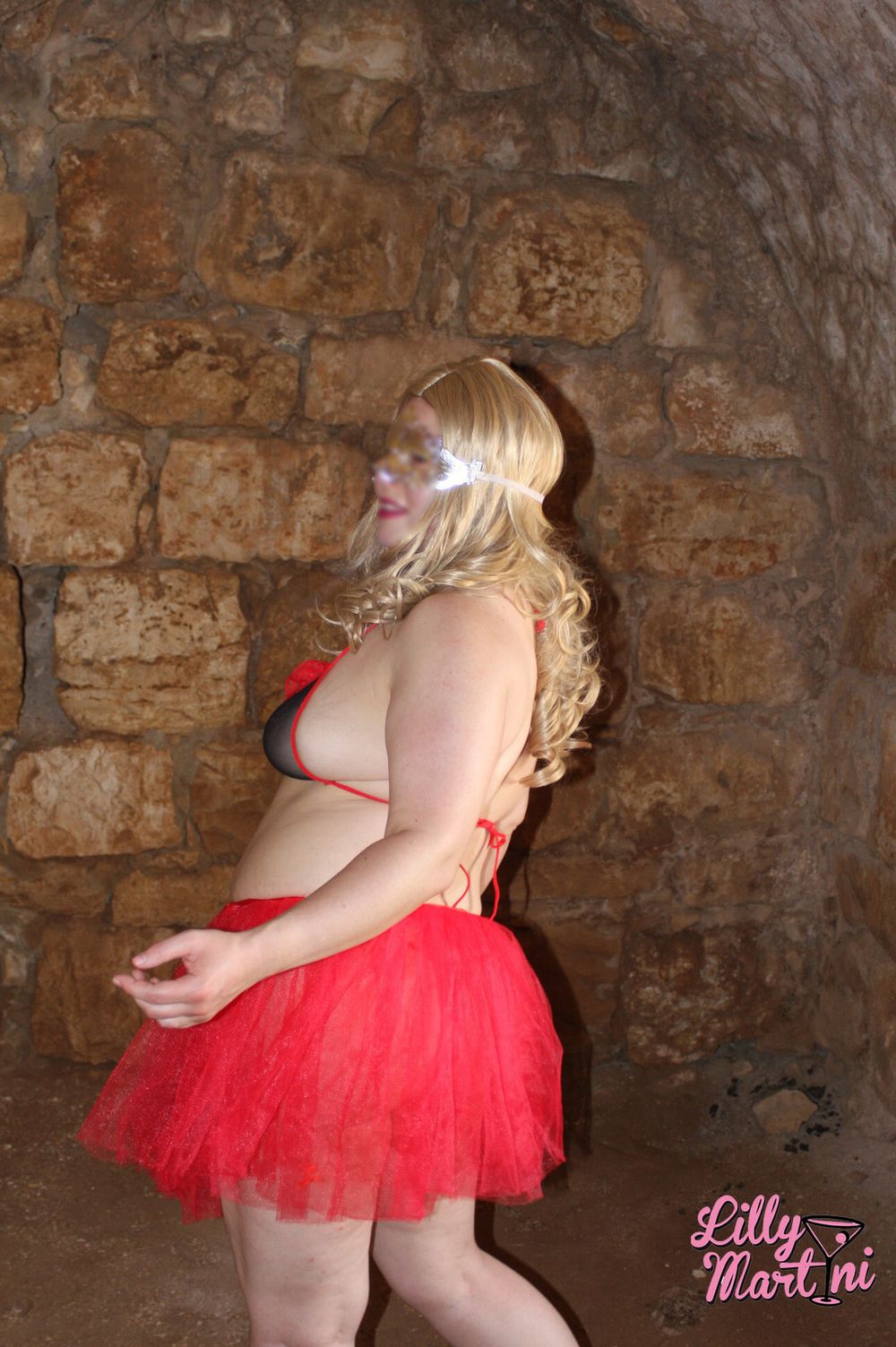 Red Transparent Skirt In Castle Ruins #2