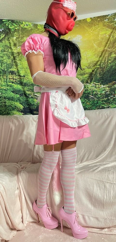 Sissy Wearing A Pink Dress, Heels And Chastity Cage (Pt. 1) #15