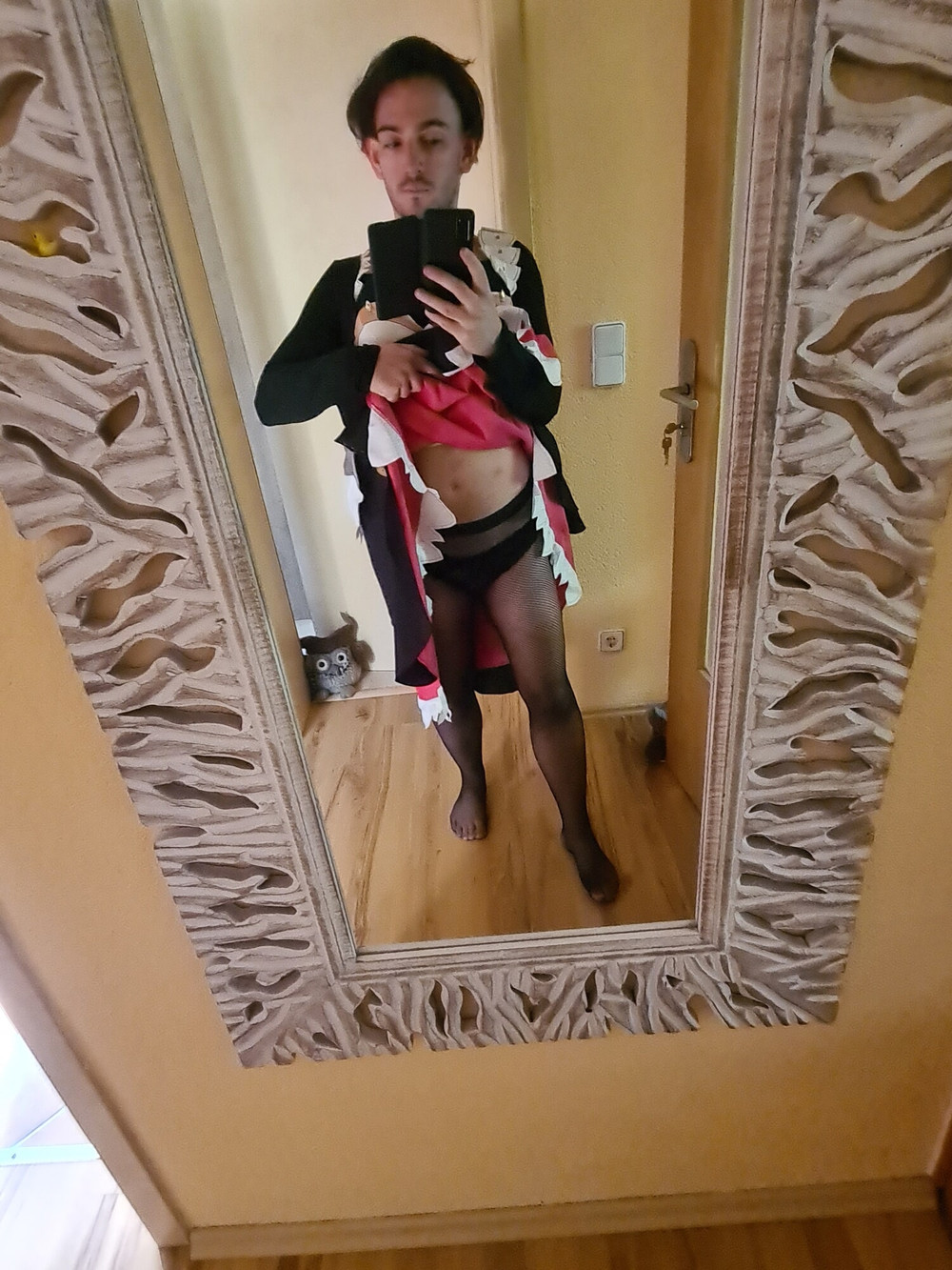 German bi guy in maid cosplay and wearing women's underwear #12