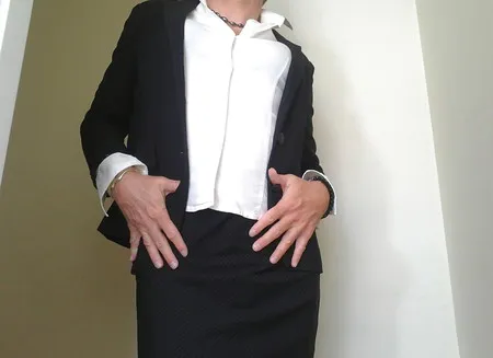 me as a sexy secretary black stockings black lingerie        