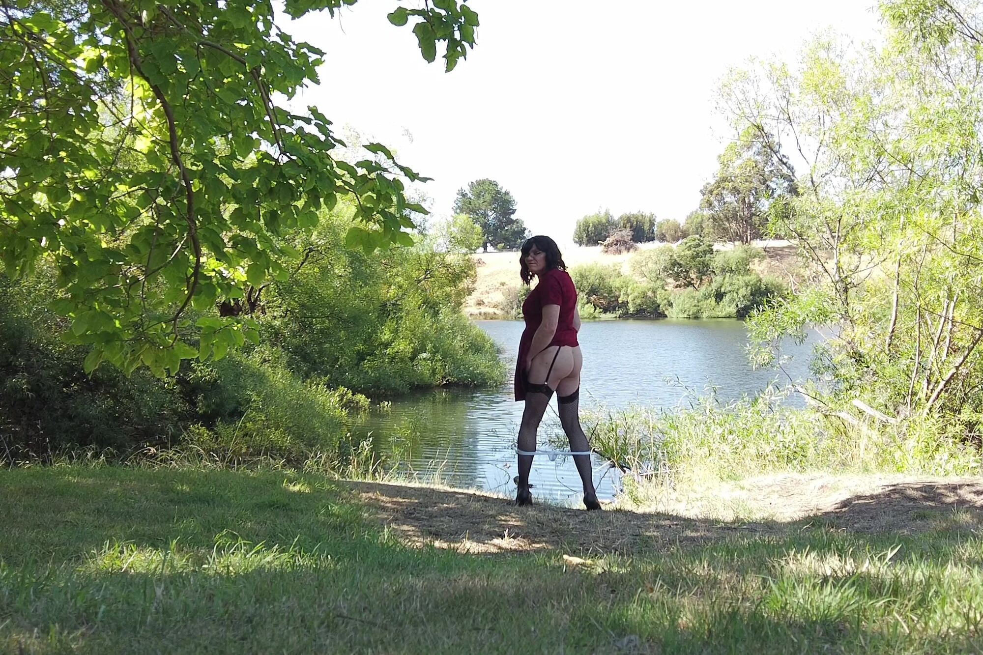 Crossdress Roadtrip - River side Pantie Drop #12
