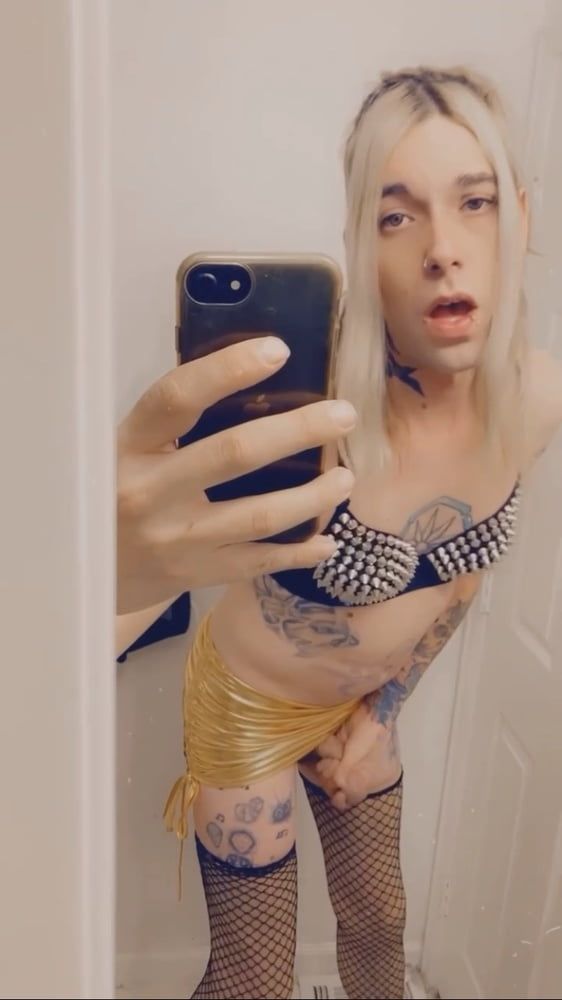 Sexy Gold Miniskirt Slut #9